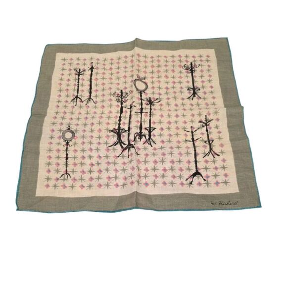 Pat Prichard Other - Pat Prichard Vintage Pocket HANKY Handkerchief, Hall Trees,Novelty 13x13in